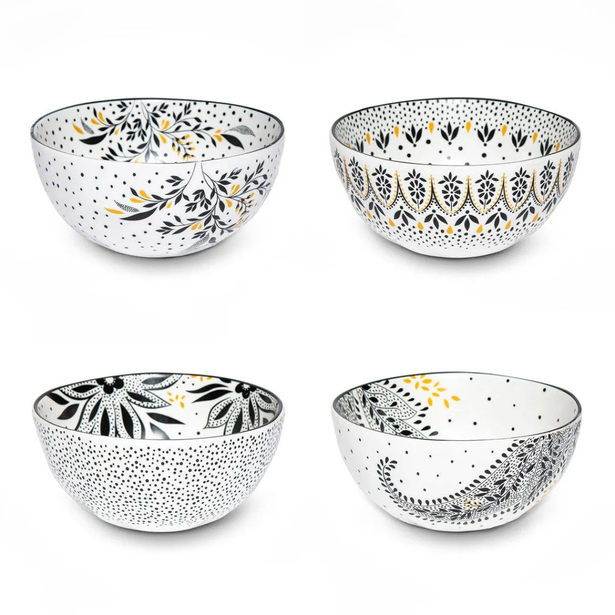 Portmeirion Sara Miller Artisanne Noir Set of 4 Rice Bowls Best