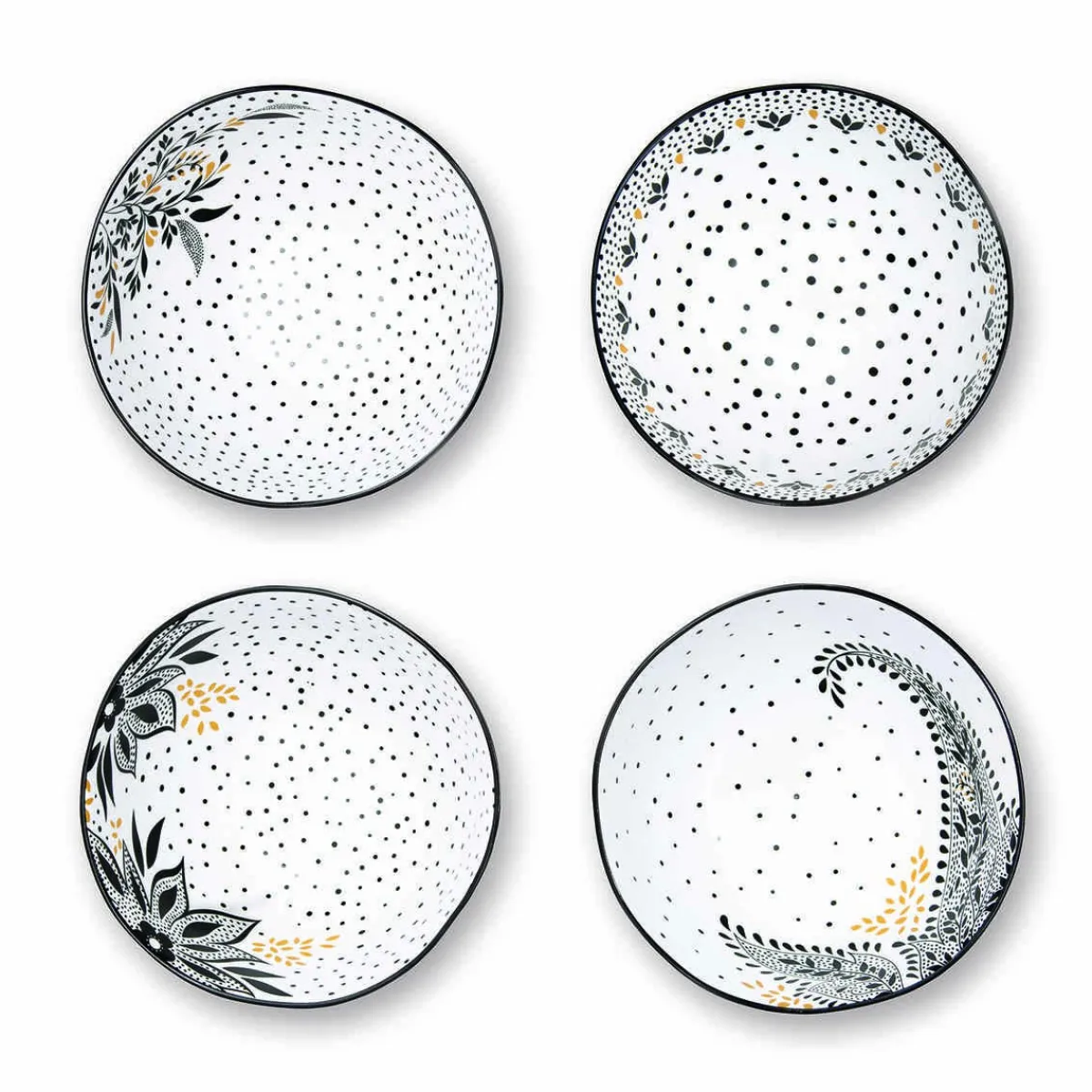 Portmeirion Sara Miller Artisanne Noir Set of 4 Rice Bowls Best