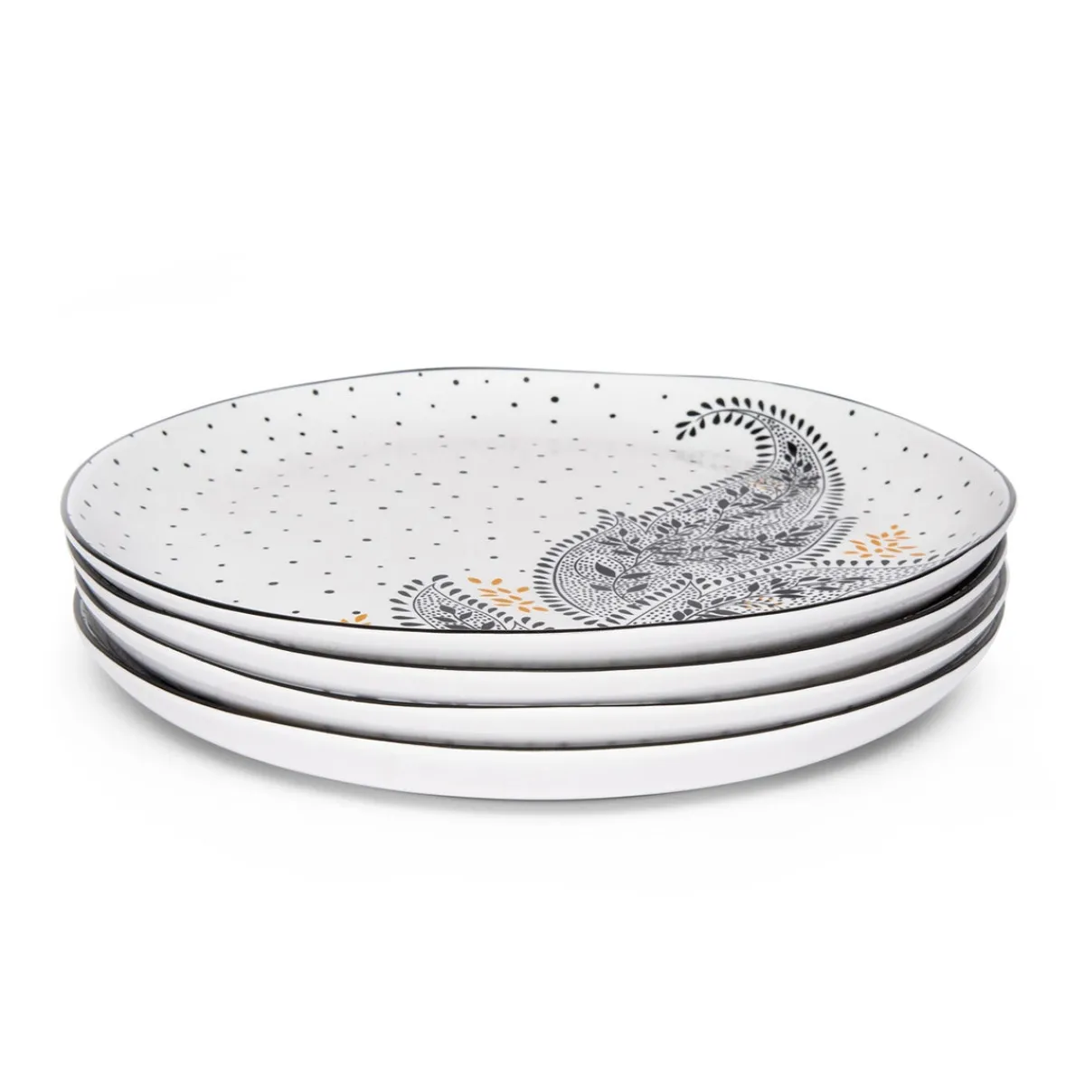 Portmeirion Sara Miller Artisanne Noir Set of 4 Dinner Plates Outlet