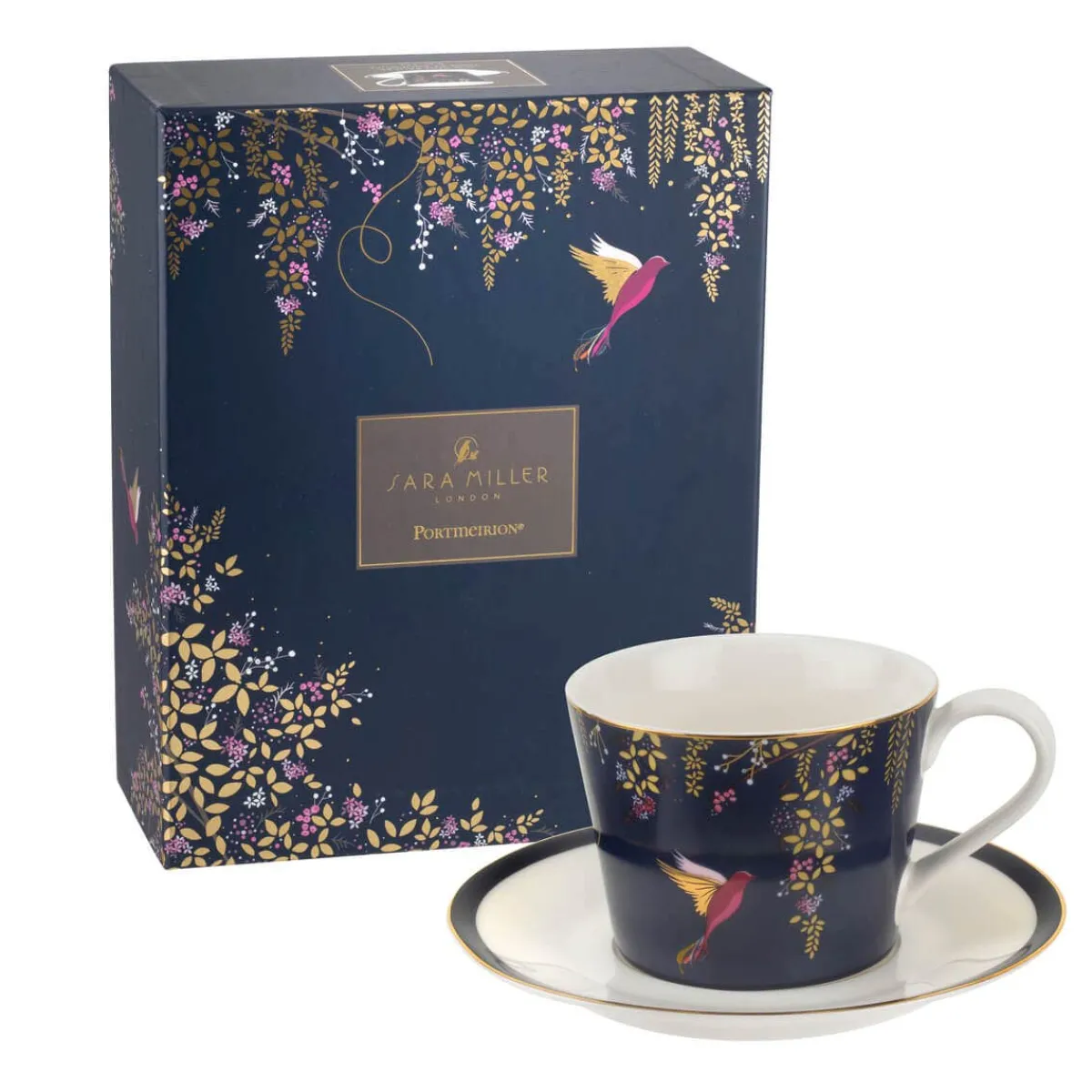 Portmeirion Sara Miller Chelsea Teacup & Saucer, Navy New