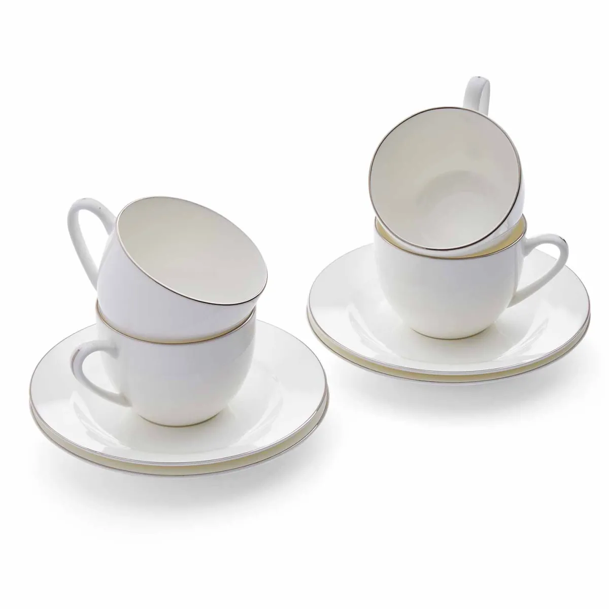 Royal Worcester Serendipity Platinum Set of 4 Teacup & Saucer Outlet