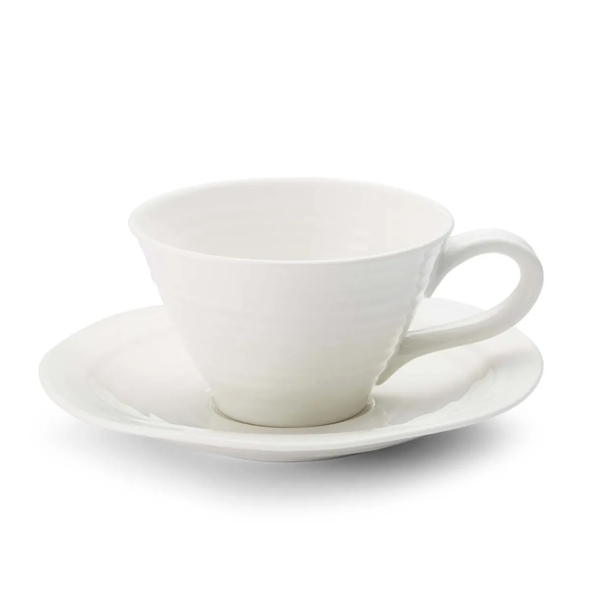 Portmeirion Sophie Conran Set of 4 Teacup & Saucer, White Discount