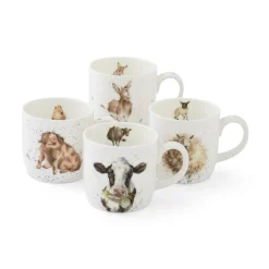 Royal Worcester Wrendale Designs Set Gift of 4 Mugs Outlet