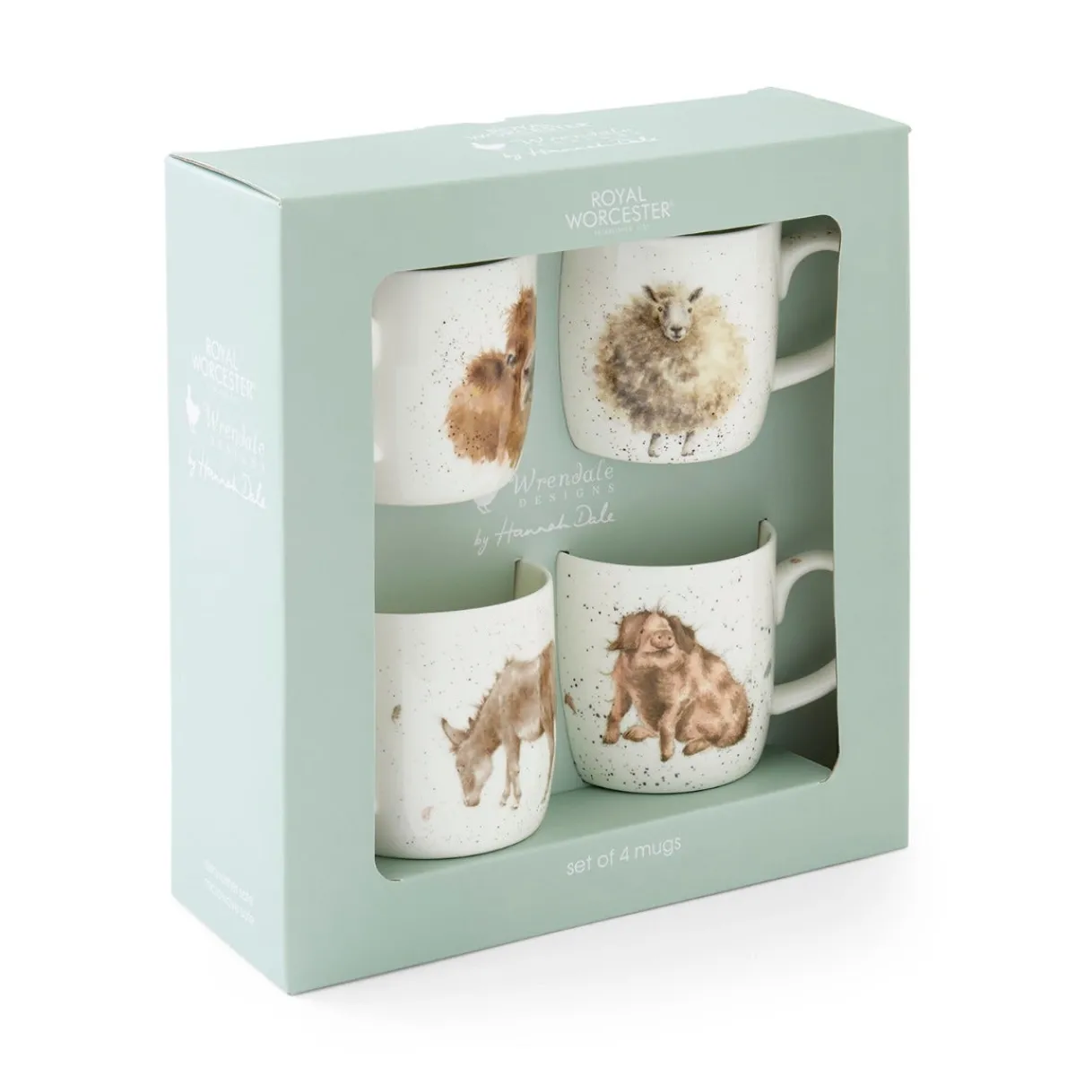 Royal Worcester Wrendale Designs Set Gift of 4 Mugs Outlet